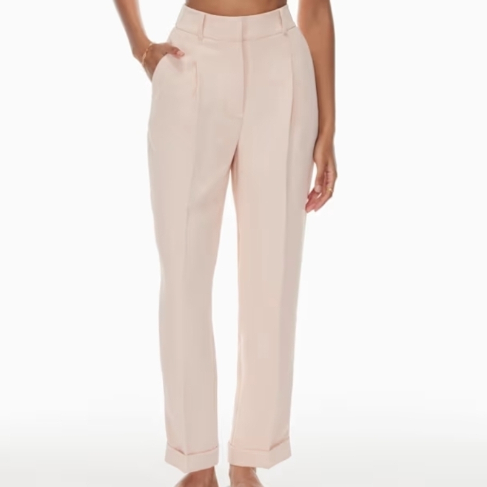 Aritzia Light Blush Straight-Leg Trousers
